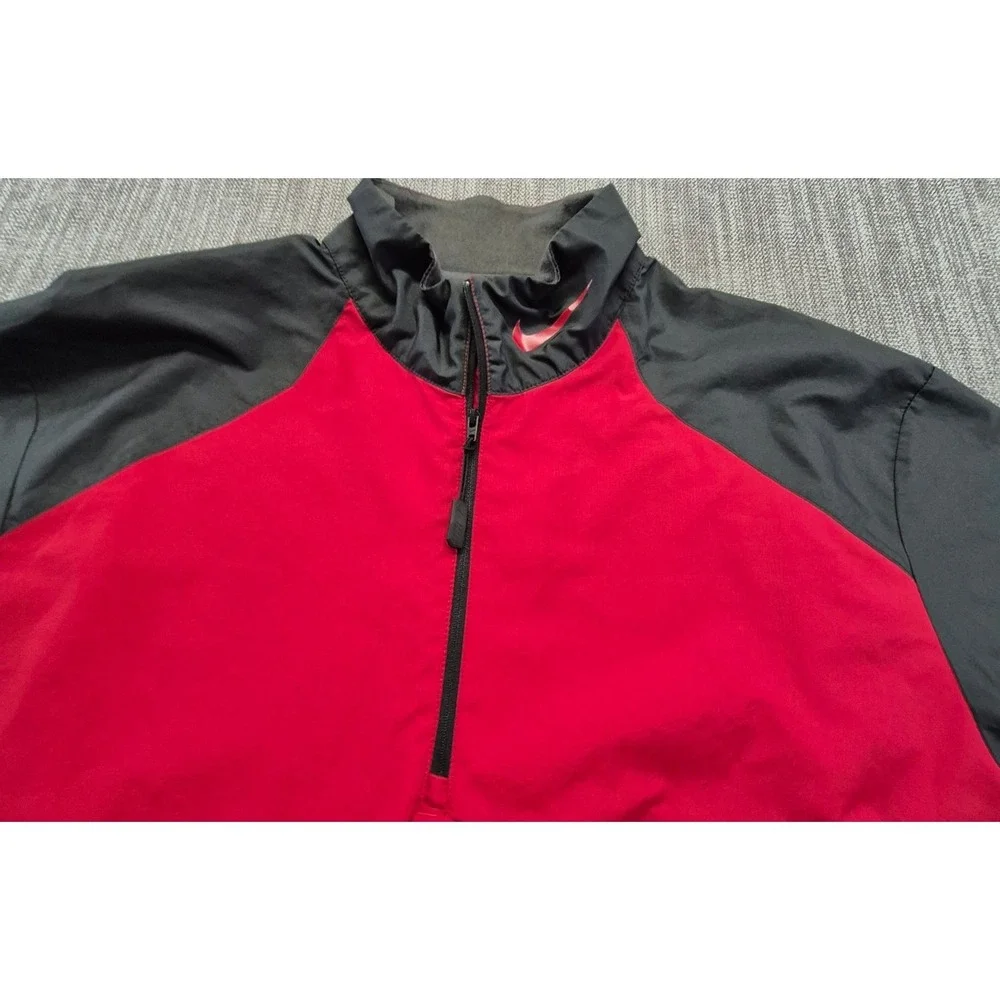 Ole Miss Rebels Nike red 1/4 zip sideline jacket short sleeves LG team logo HYDR